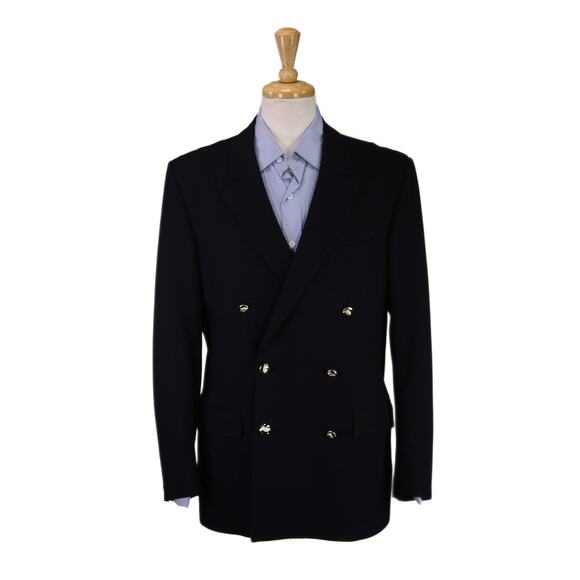 Smith's Bermuda London Samuel Cooper Navy Blue Double Breasted Wool Blazer 40R - Picture 1 of 9